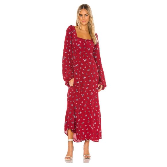 NWT FREE PEOPLE Iris Midi Dress in Wine - Picture 3 of 6